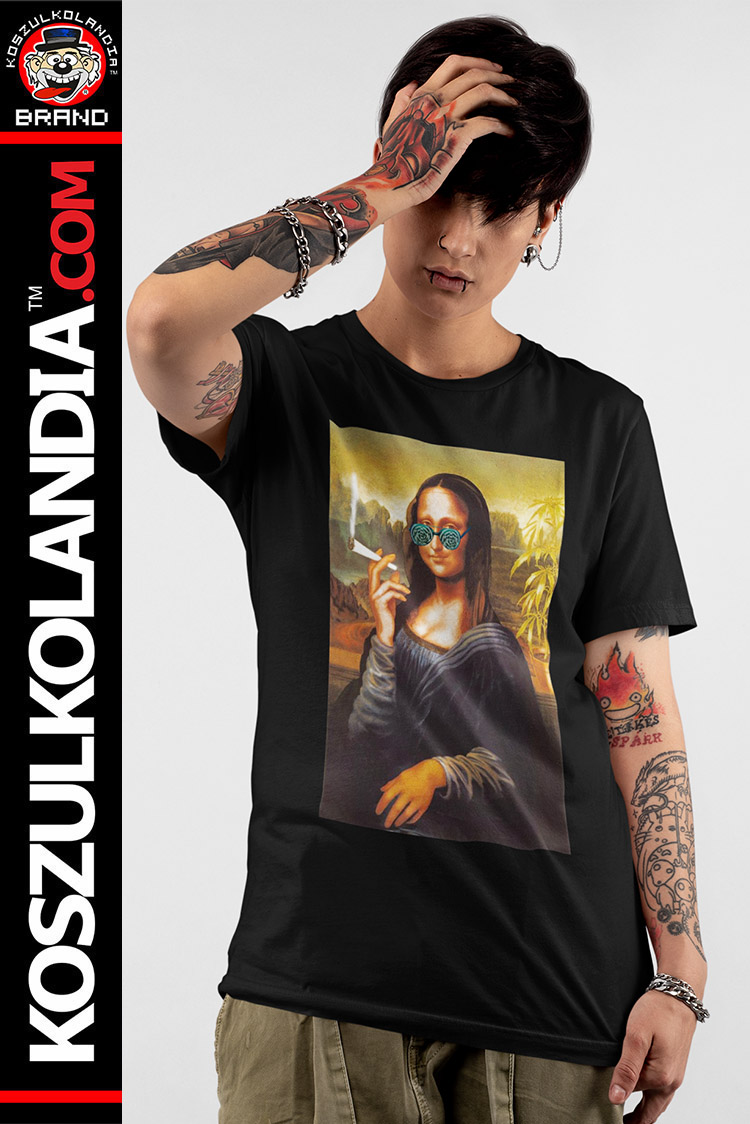 Chill Ganja Style Mona Lisa Parody koszulka damska black